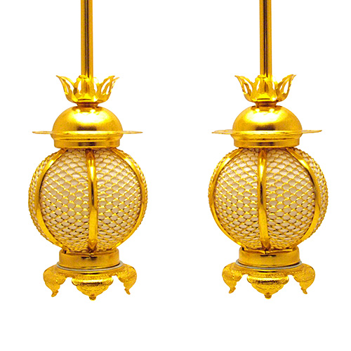 吊り灯篭 新丸型 金（一対） | 仏壇・仏具 滝田商店