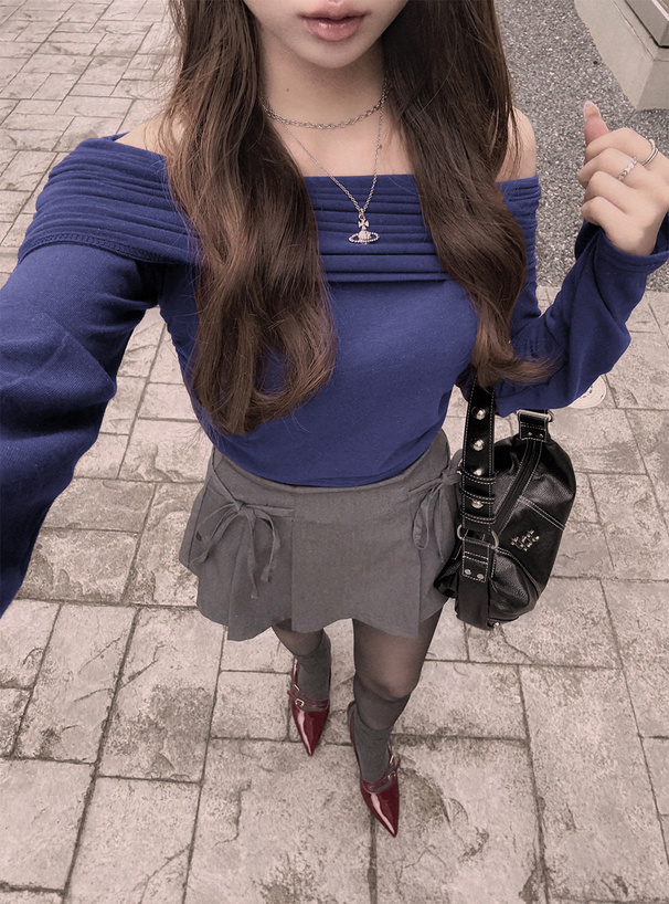 オフショルダーギャザークロップド丈トップス[an1594] | レディース