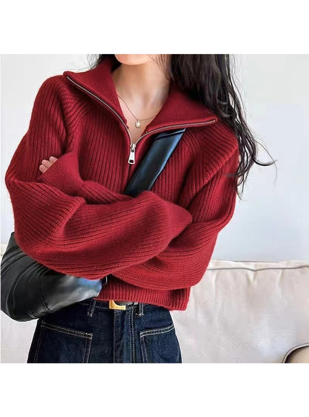 ハーブジップショート丈ニットトップス[an1829] | レディース