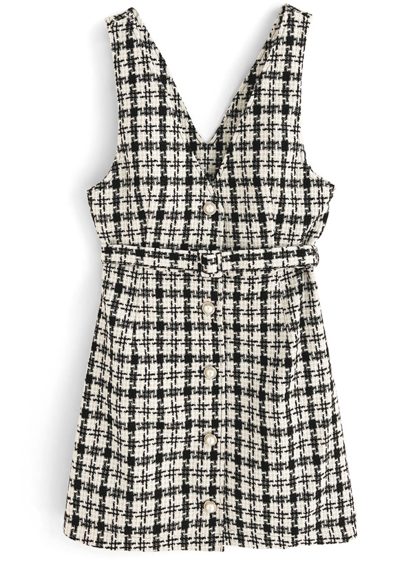 ベルト付きチェック柄ツイードジャンパースカート[al199] | レディース