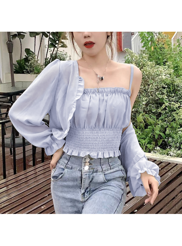 フリルシアーボレロXシャーリングキャミソールアンサンブル[at1885