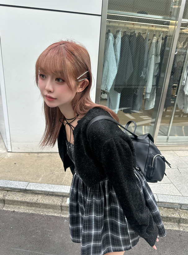 チェック柄シャーリングミニワンピース[dk1311] | レディース