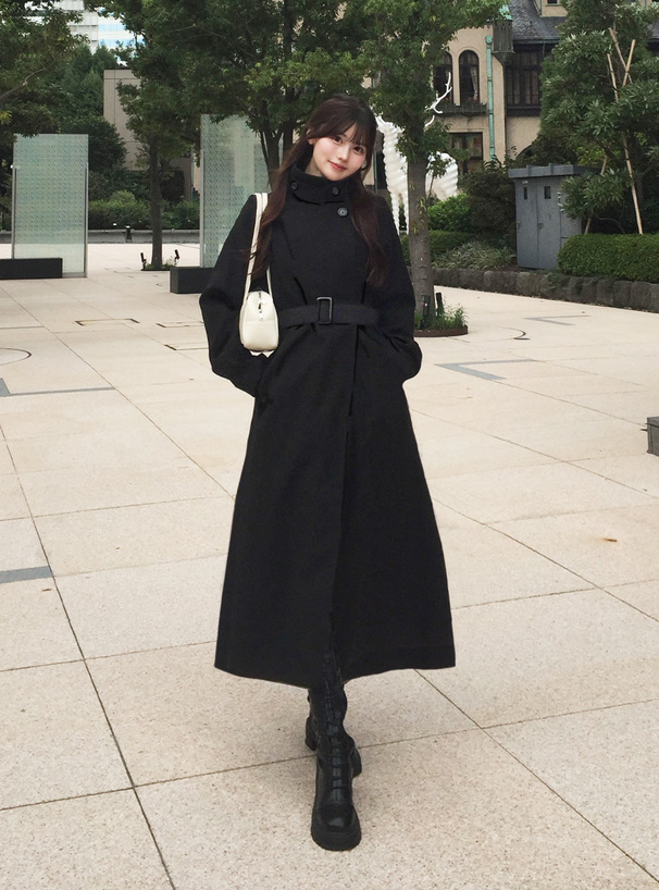 ベルト付きモッサニットロングコート[fo2209] | レディース