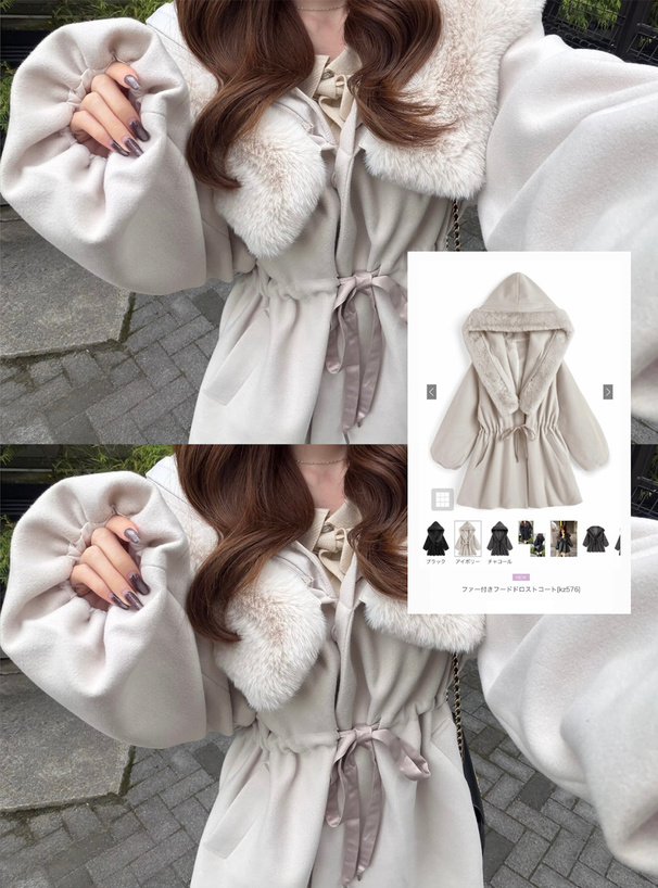 ファー付きフードドロストコート[kz576] | レディースファッション通販