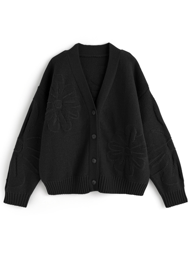 フラワージャガードニットカーディガン[kz672] | レディース