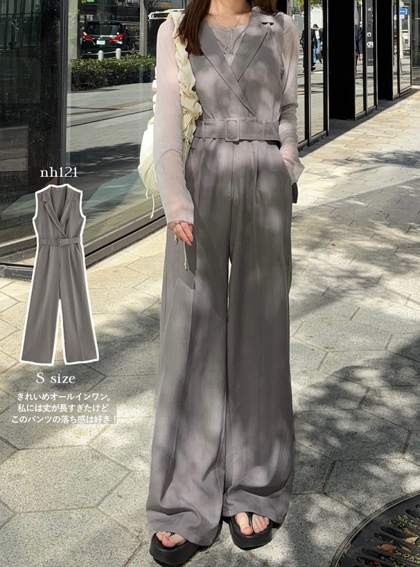 ベルト付きテーラードオールインワン[nh121] | レディースファッション