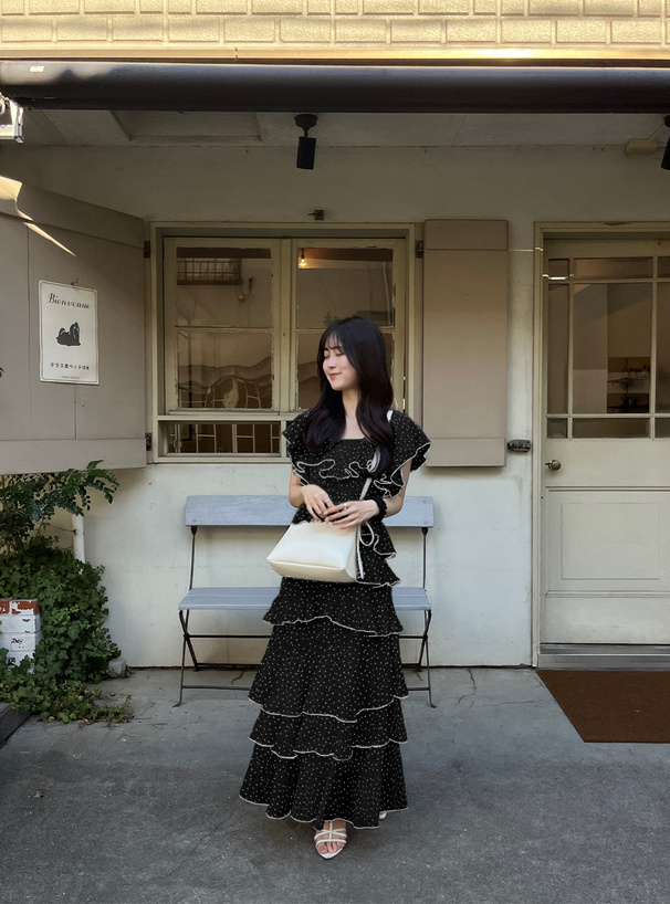 フリルティアードシフォンワンピース[pm478] | レディースファッション