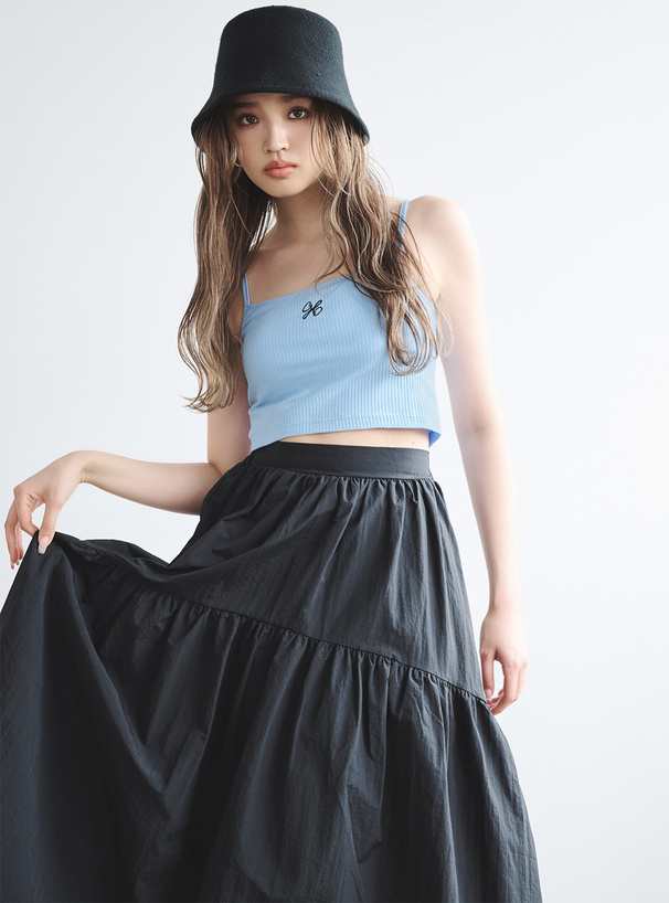 パッド付きロゴ刺繍クロップド丈キャミソール[pm280] | レディース