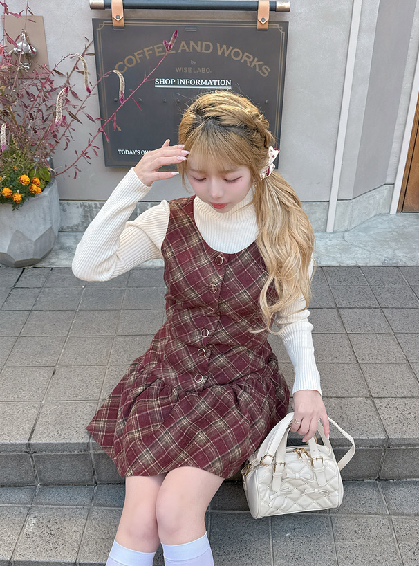 チェック柄ノースリーブフレアミニワンピース[tu1919] | レディース