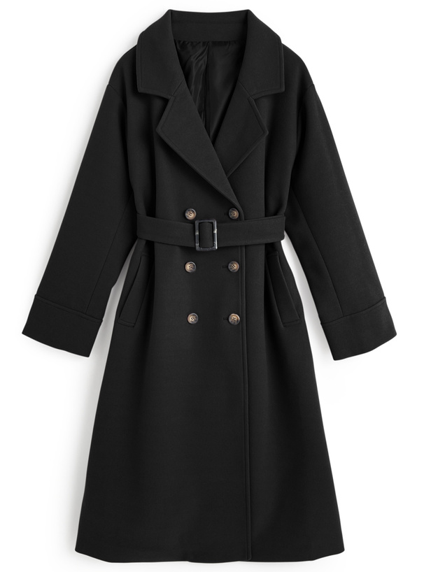 ベルト付きフェイクウールロングチェスターコート[ze935] | レディース