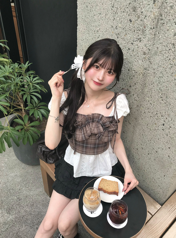 リボンストラップチェック柄フリルビスチェ[zi466] | レディース