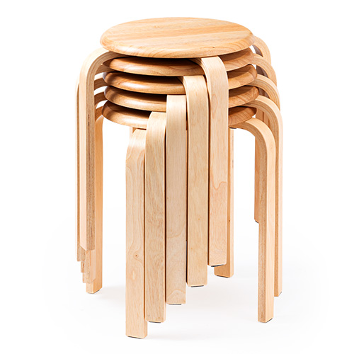 スツール（木製・天然木・丸椅子・背もたれ無し・スタッキング・組立済