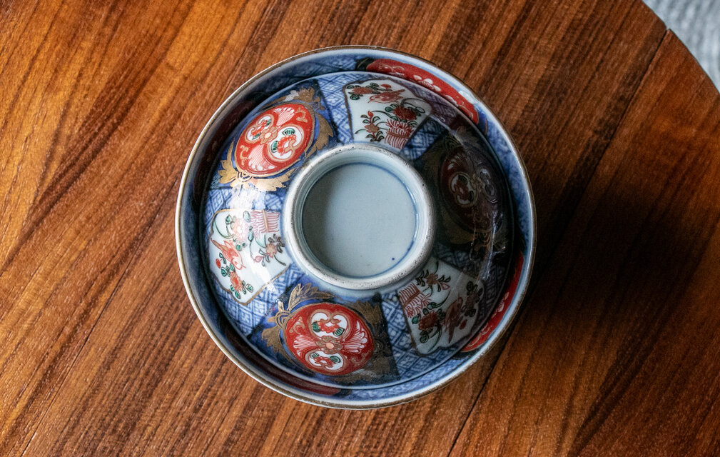 古伊万里 染錦 花鳥文 蓋茶碗 明治時代 D606 | iichi 日々の暮らしを