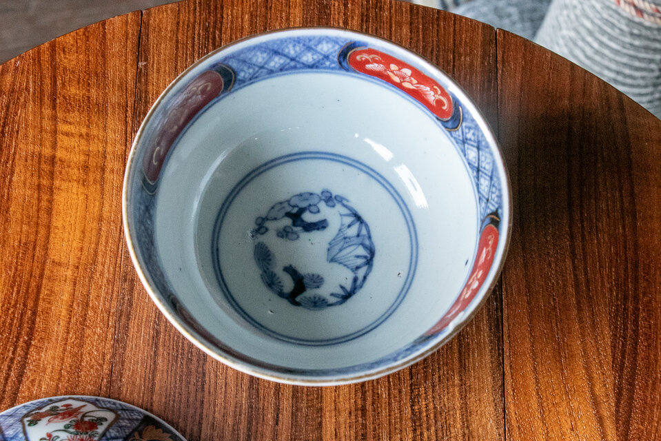 古伊万里 染錦 花鳥文 蓋茶碗 明治時代 D606 | iichi 日々の暮らしを