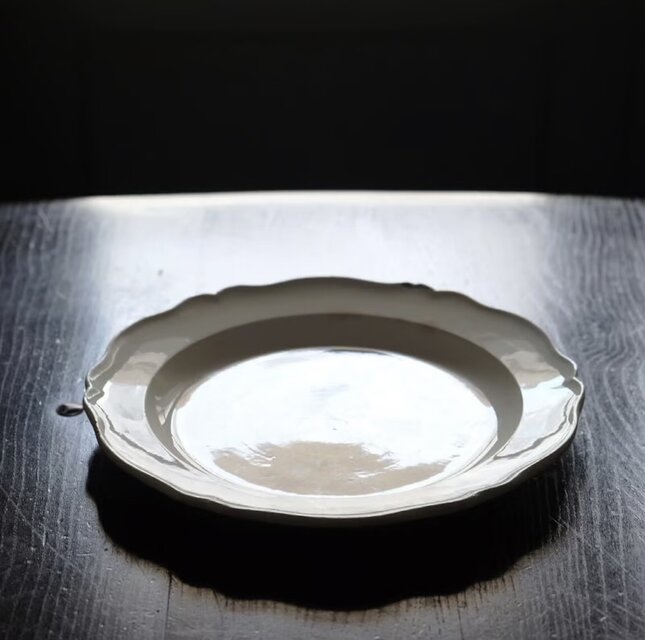 クレイユ CREIL ファイアンスフィーヌ 平皿 花リム ディナー皿 φ23.5cm