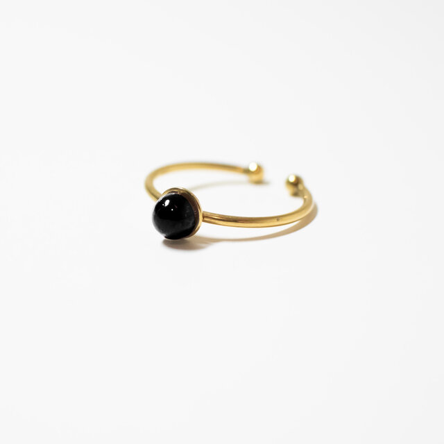 オニキス 天然石のピンキーリング【約3号】サージカルステンレス(金属