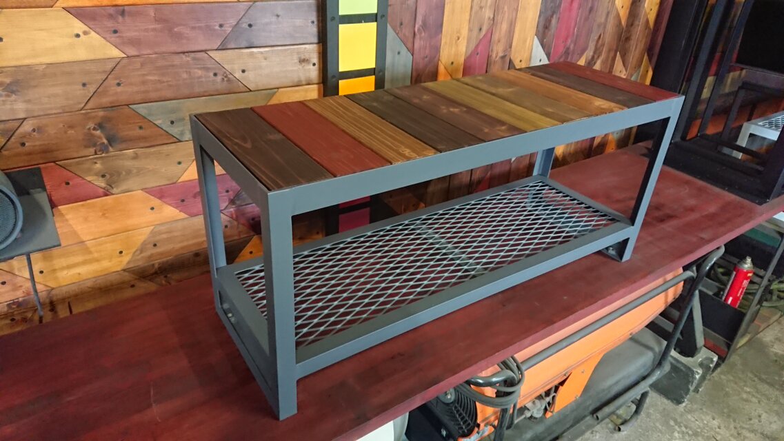 マットグレーでアイアンなお洒落ベンチ＆シューズラック♪ 300×900