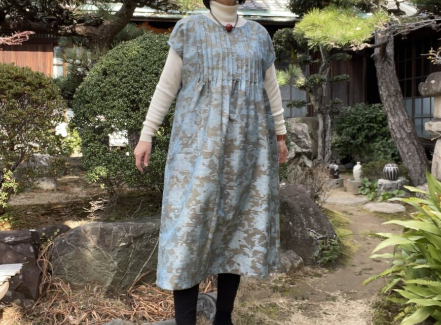着物リメイク【ノースリーブワンピース】紬/ピンタック | iichi 日々の