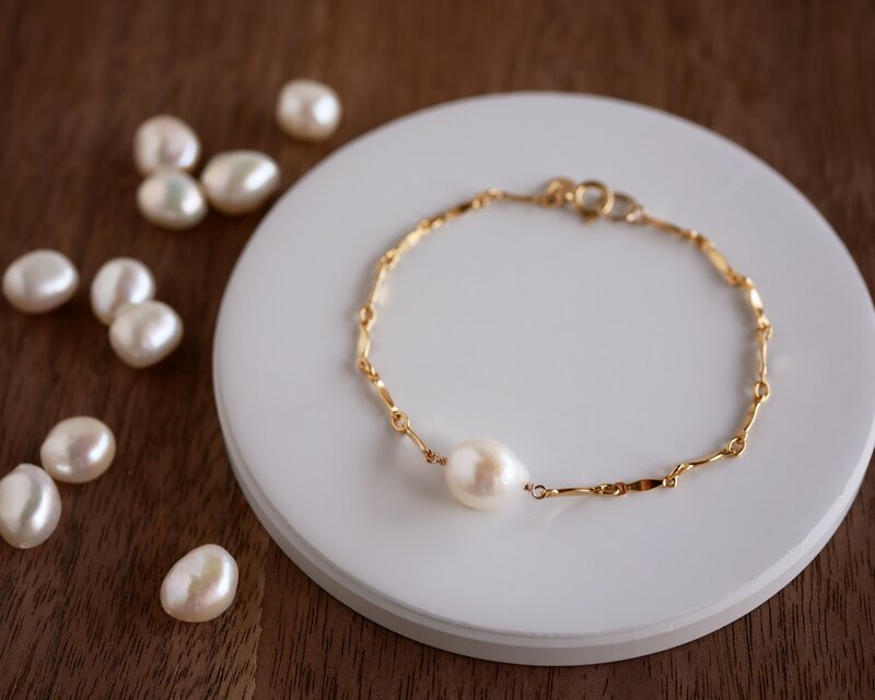 14kgf バロックパールとデザインチェーンのブレスレット | iichi 日々