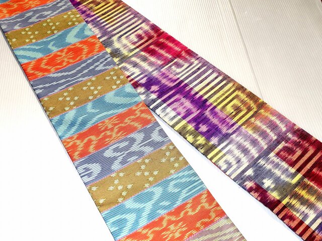 半幅帯 オレンジ紫系さき織りと、ピンク紫 HAN1543 | iichi 日々の