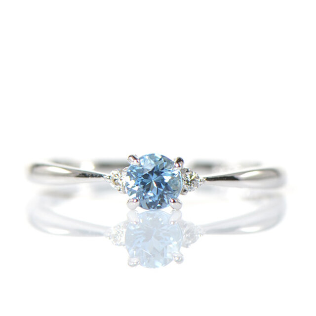 プラチナ900 サンタマリア アクアマリン ダイヤ リング YK-BH074-28