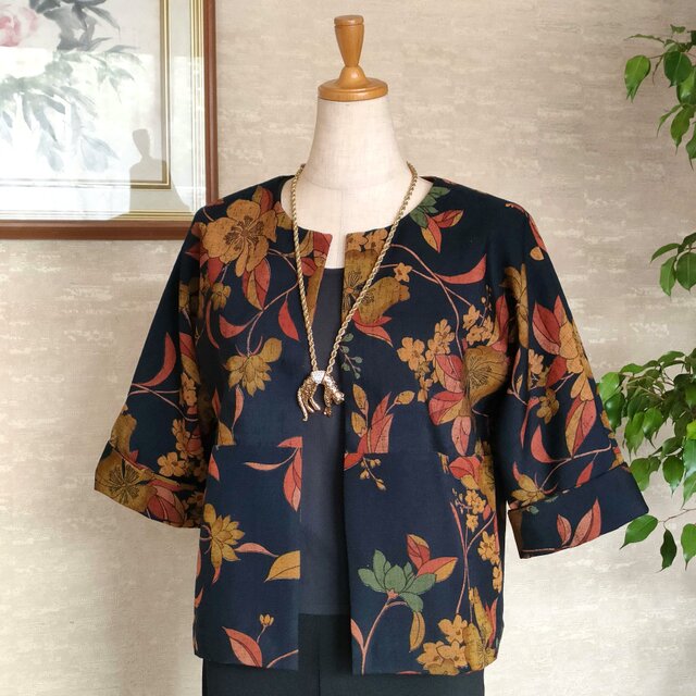 着物リメイク 糸味のあるウール製 ラグランスリーブジャケット | iichi