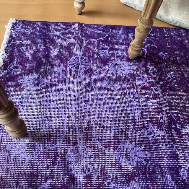 103×138 レアカラー 紫オーバーダイ ボタニカル柄 トルコヴィンテージ