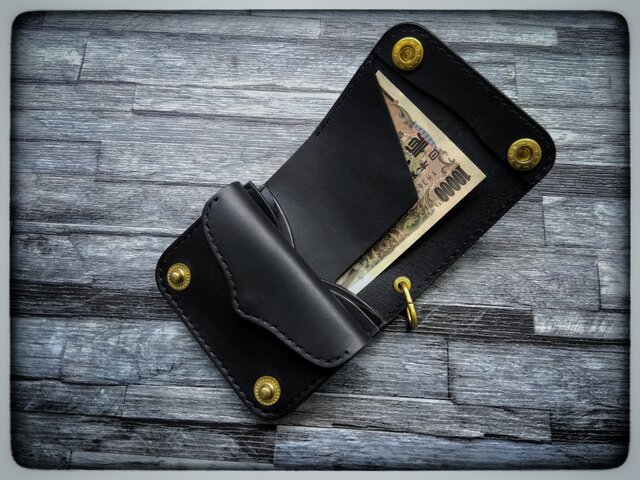 ◇ トラッカーウォレット ミニ ◇ お札を折らない 幅広タイプ 茶芯