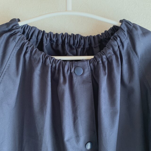 前開きスモック 130 紺色×ステッチリボンレース | iichi 日々の暮らし