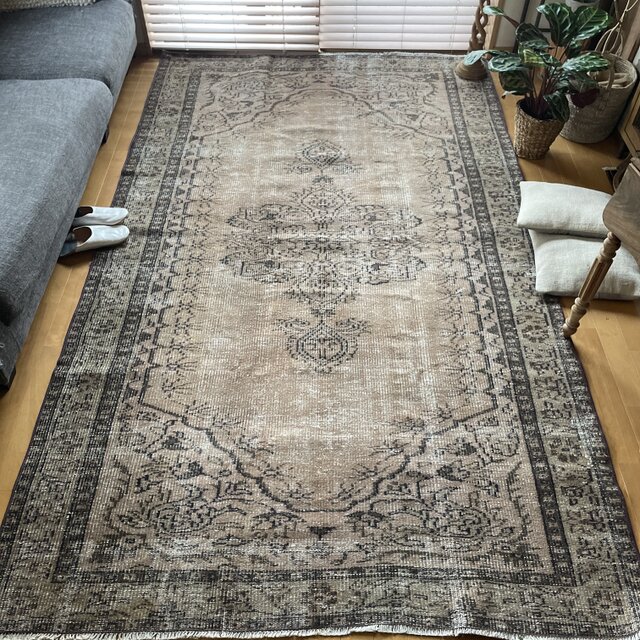 60×120ワサビグリーン オーバーダイ トルコあヴィンテージラグ 【公式