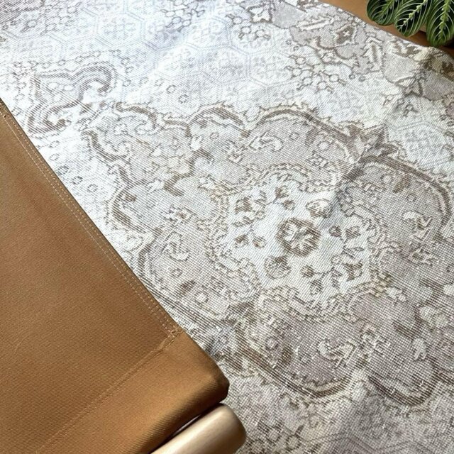 118×209 淡いカラー メダリオン 生成りグレージュ トルコヴィンテージ