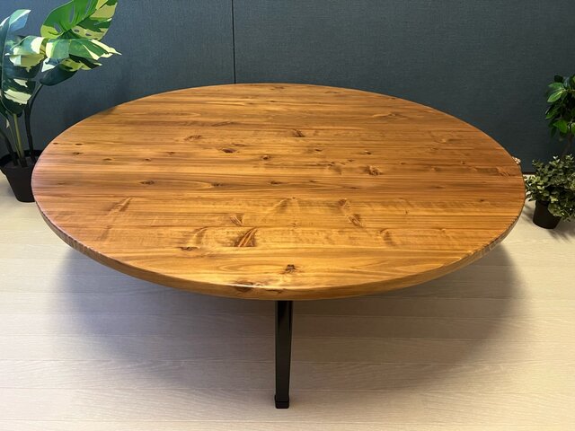 送料無料】 ローテーブル 丸形 90cm 杉 オーク調 折りたたみ脚 | iichi