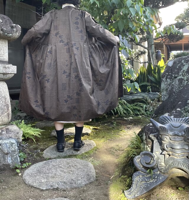 着物リメイク】羽織れるワンピース/切り替えタック/大島紬 | iichi