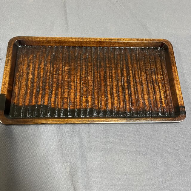 黒柿拭漆我谷盆（くろがきふきうるしわがたぼん）煎茶盆 折敷 №8082