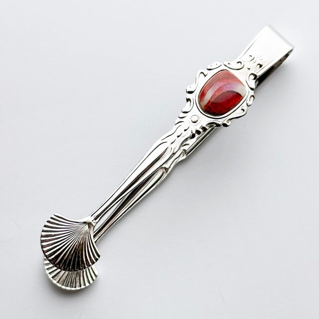アンティークシュガートング【Ruby Red】 七宝焼のシュガートング 純銀