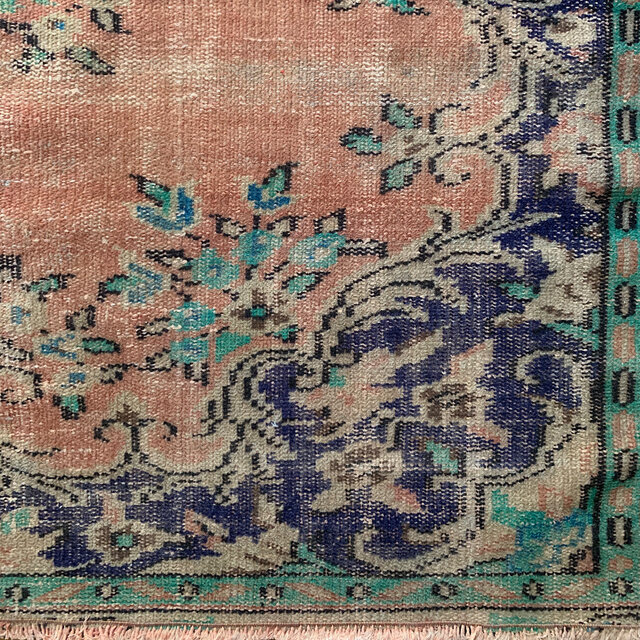 超大判 コーラルピンク 244×132 インディゴブルー トルコヴィンテージ