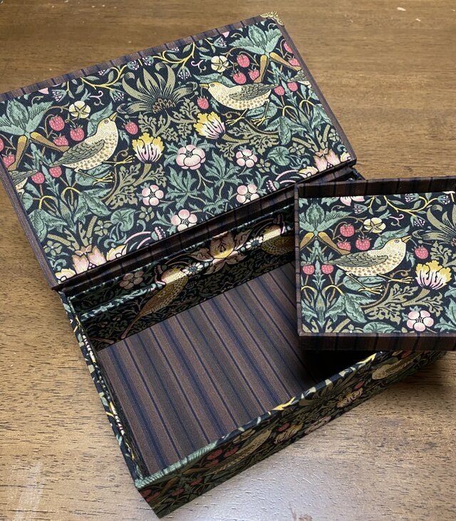 William Morris裁縫箱シリーズ] ウィリアムモリスイチゴ泥棒生地で