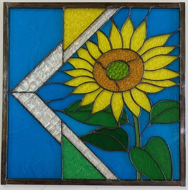 元気なひまわり」 向日葵、ステンドグラスパネル | iichi 日々の暮らし