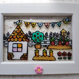 送料無料*ステンドグラス風*猫とコスモス畑・ハンドメイド♪ | iichi