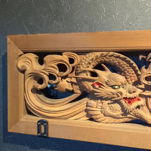 龍双龍彫刻欄間現状品骨董品だんじり木彫りドラゴン和柄置物 (ロッコ