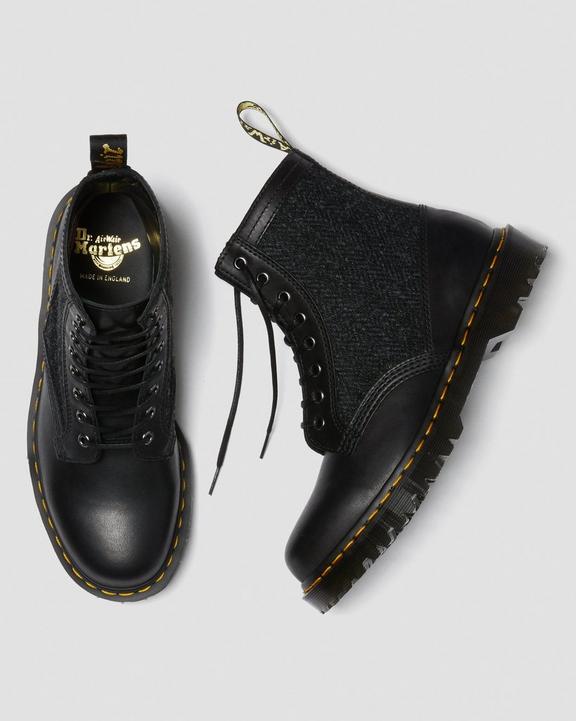 1460 Harris Tweed Leather Lace Up Boots in Black | Dr. Martens