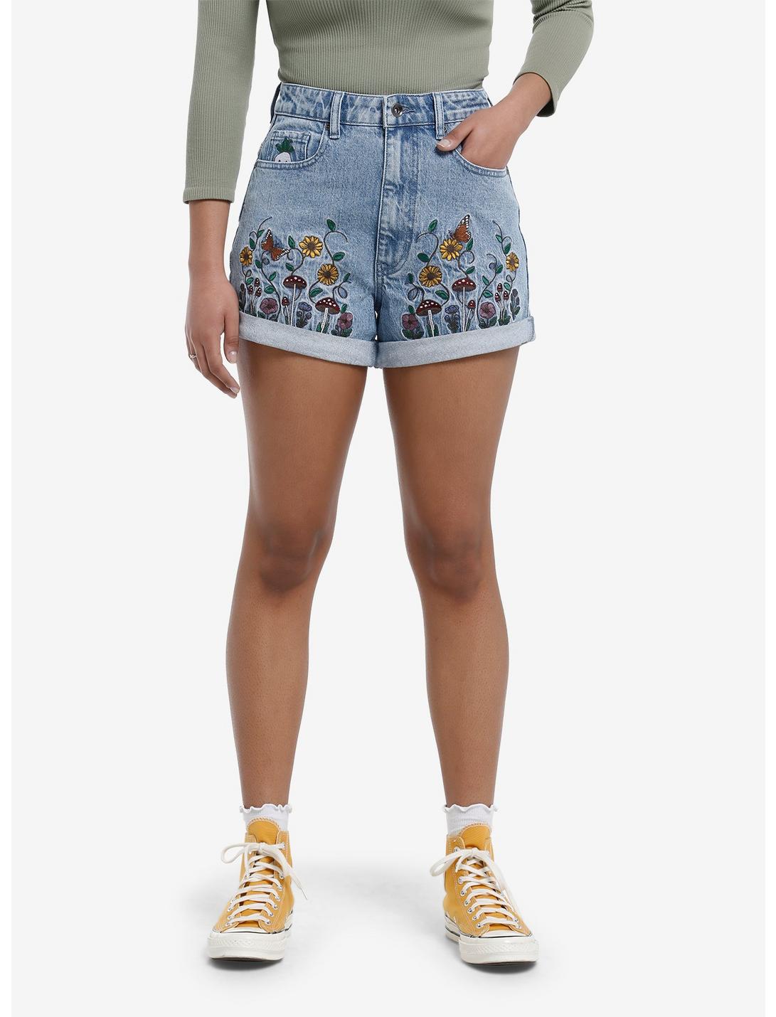 Thorn & Fable Ghost Sunflower Mom Shorts | Hot Topic