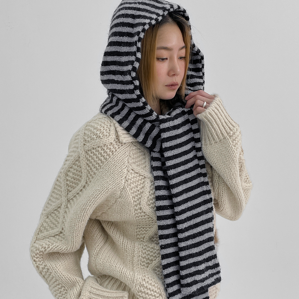 レビカストライプフードマフラー | ファッション通販サイト NUGU