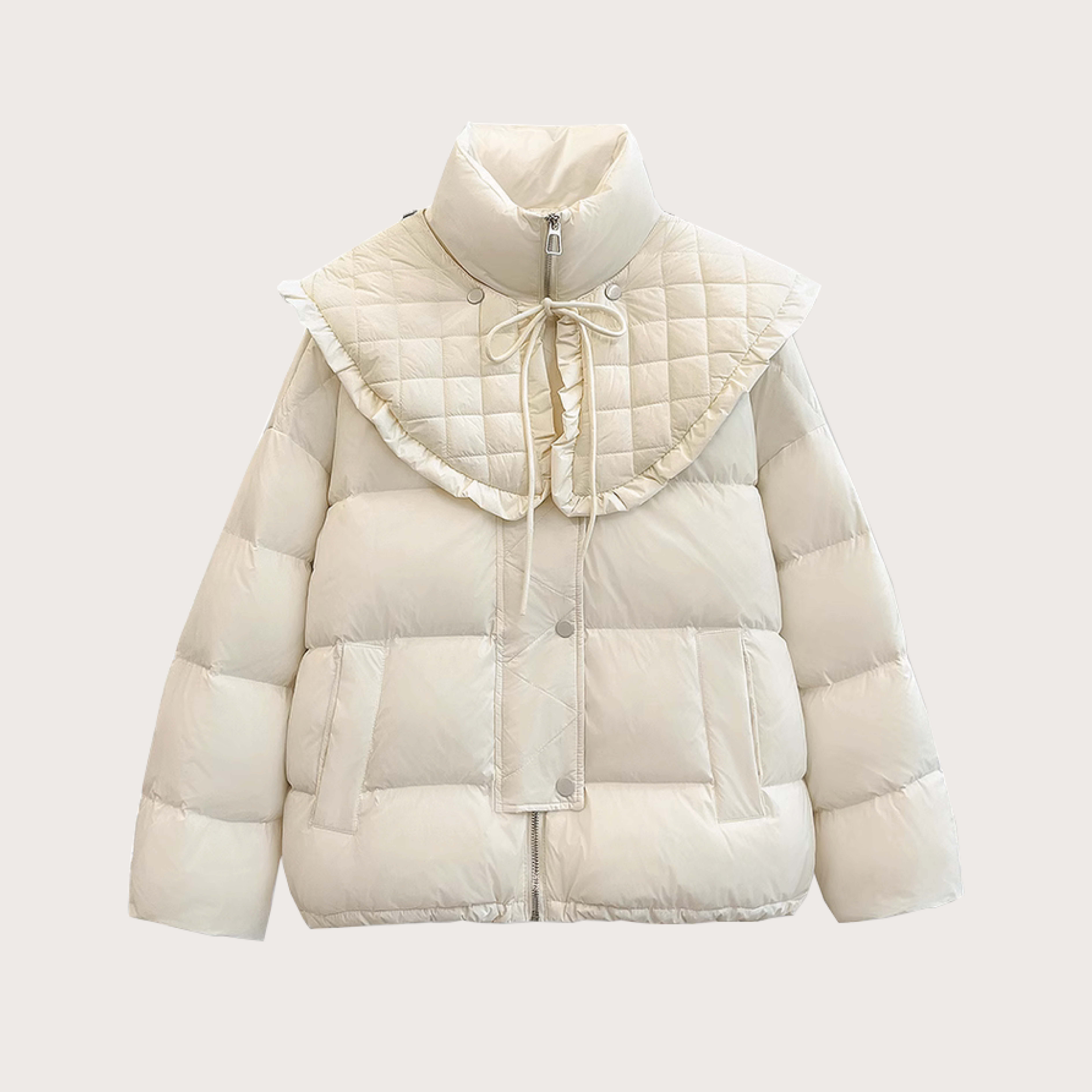 レースフリル襟パフダウンコート | ファッション通販サイト NUGU