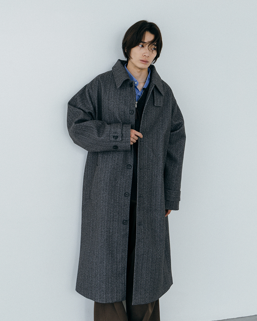 ORIGINAL) ヘリンボーンシングルロングコート (black) | ファッション