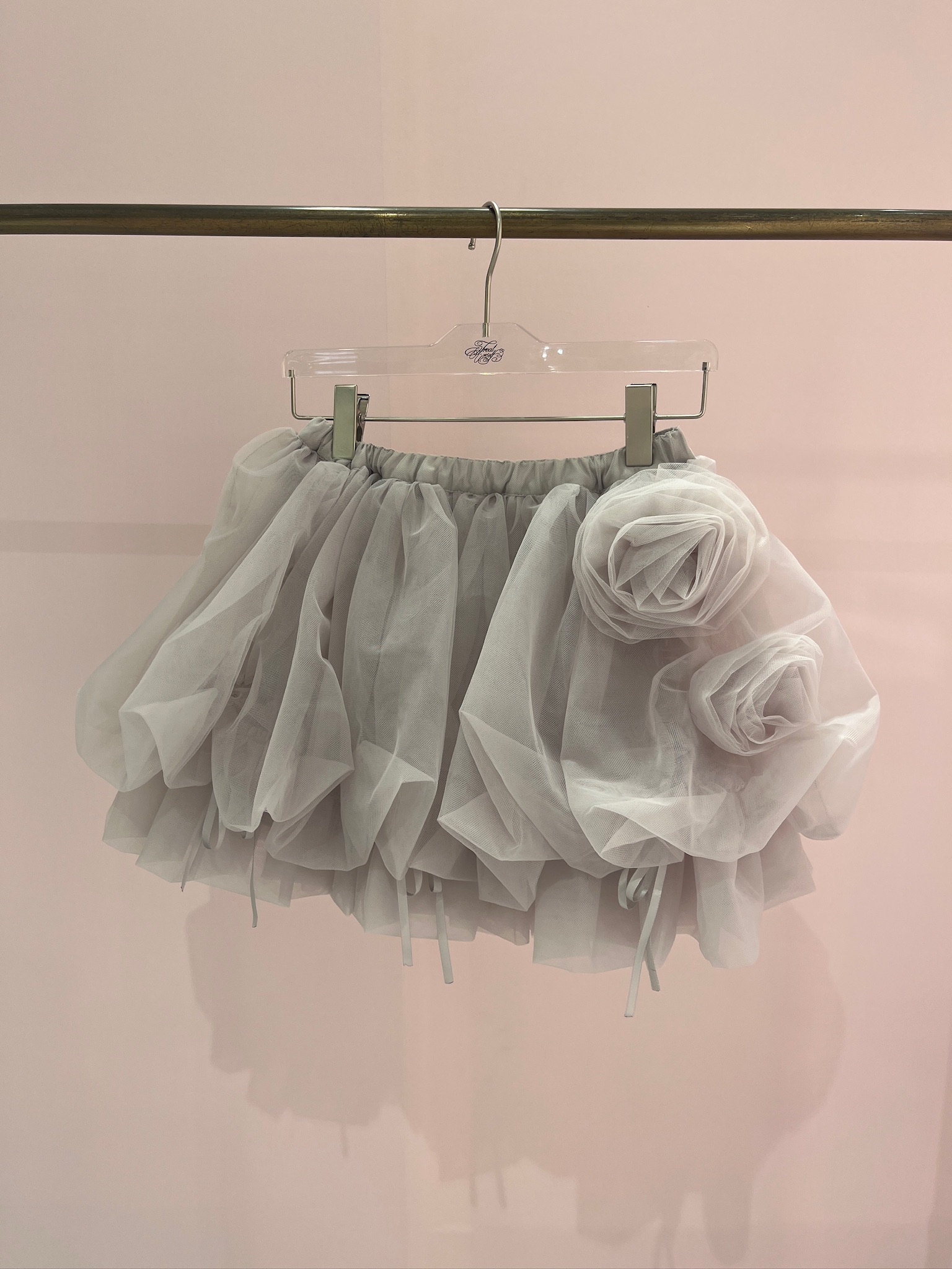 Rose motif ribbon tulle skirt(mini) | ファッション通販サイト NUGU