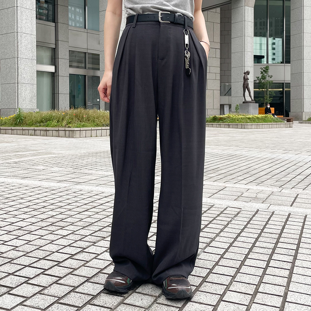 ベルト2タック入りワイドスラックス | ファッション通販サイト NUGU