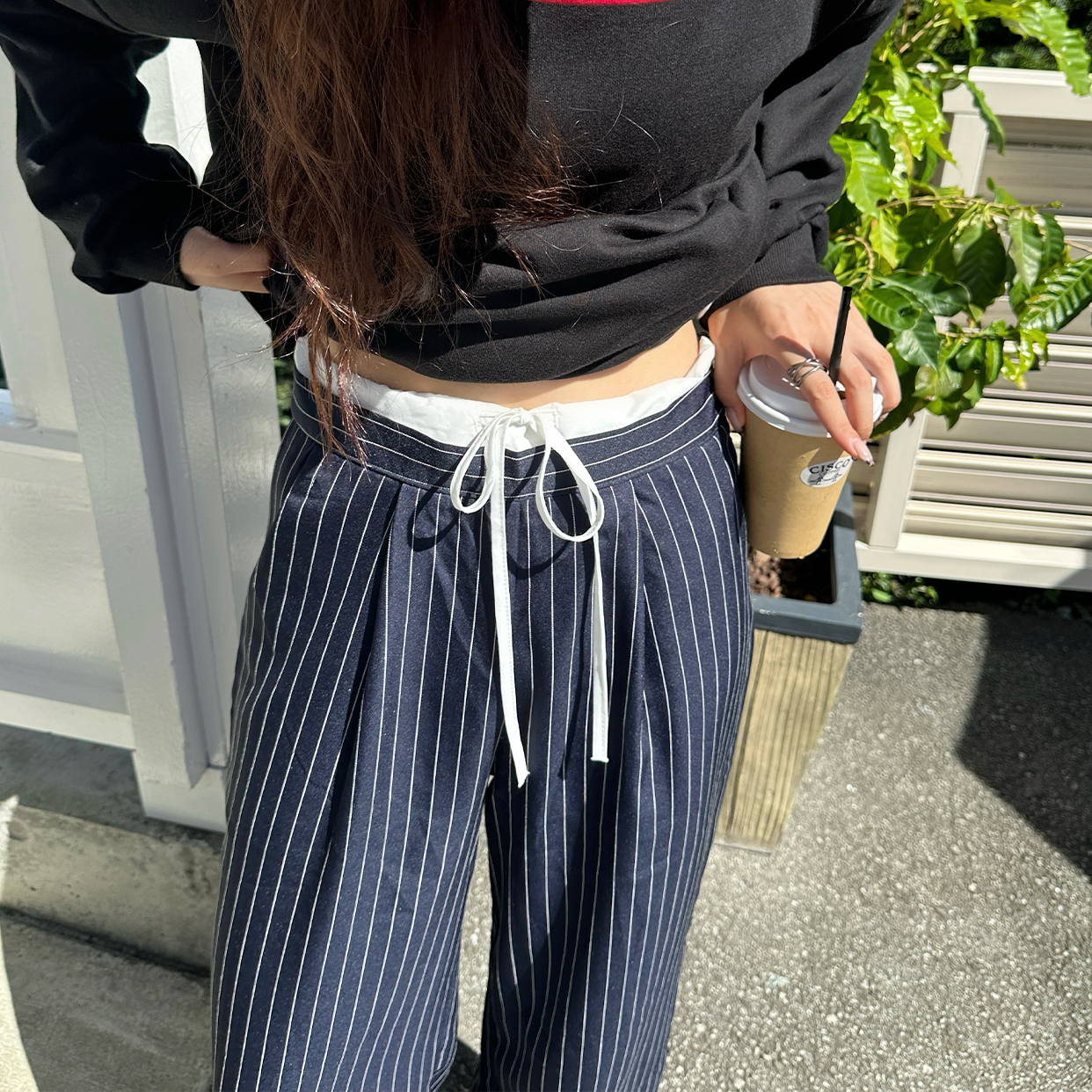 r*t様 NEAT ストライプ スラックス ダークグレー45 r*t様 NEAT