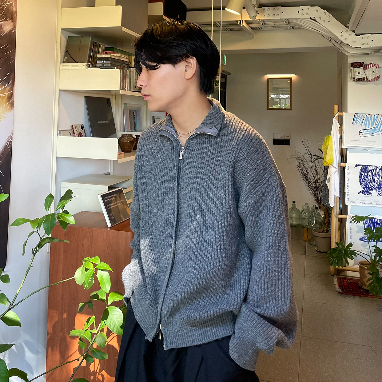 unisex) フライフロントニットジップアップ | ファッション通販サイト NUGU