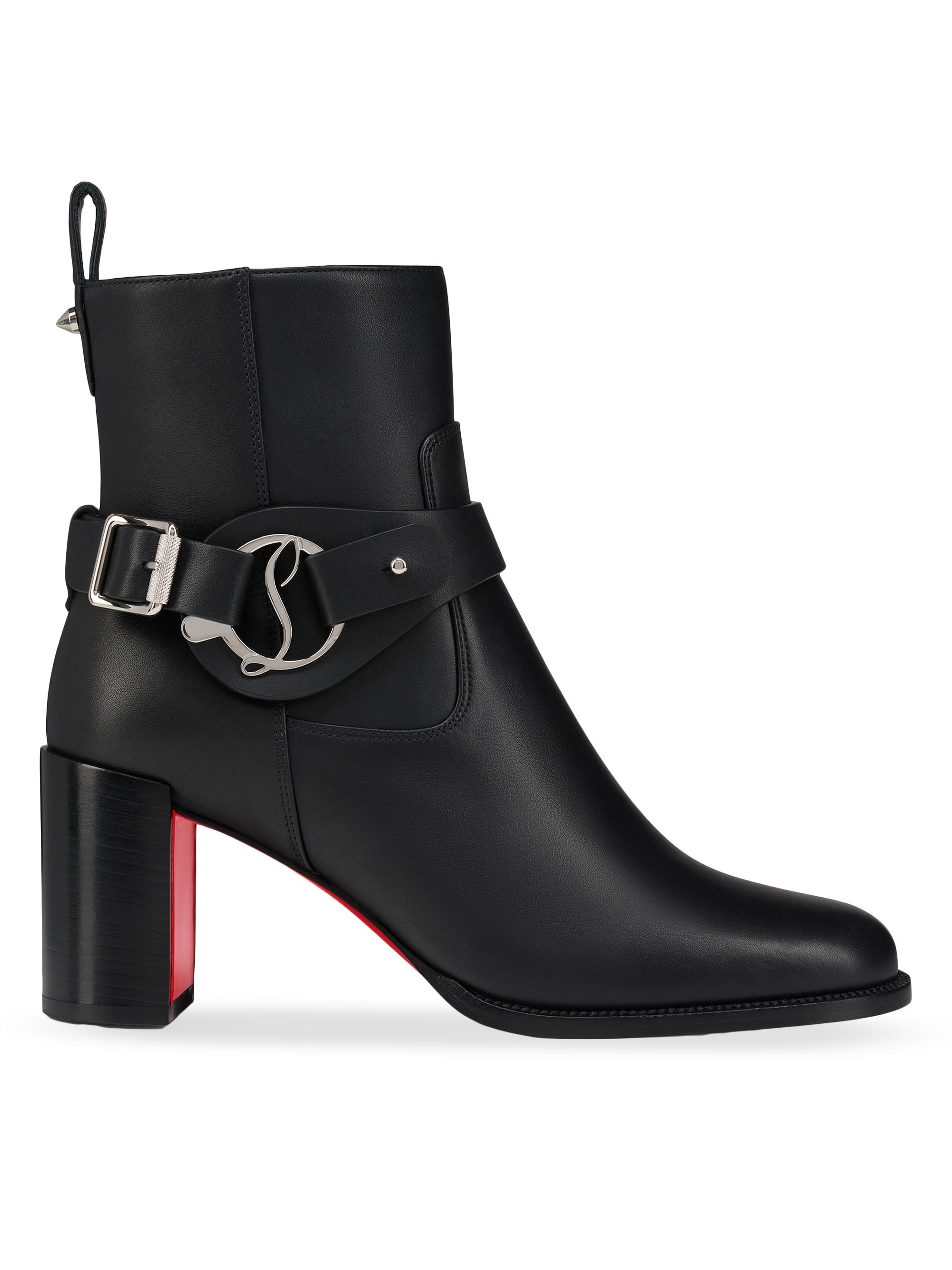 Christian Louboutin Vibella Booty 85MM Leather Boots | Saks Fifth
